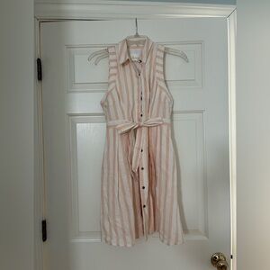 Anthropologie Peach and White Striped Dress